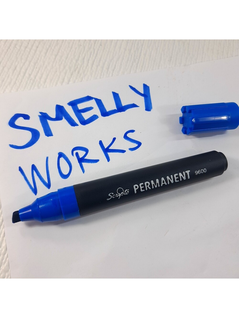 Vintage Scripto Jumbo Permanent Marker 9600 blue smelly sinky large potent WORKS